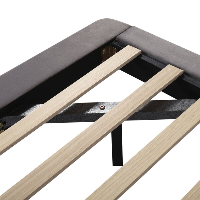 Queen Size Upholstered Platform Bed with Sensor Light and Backrests
