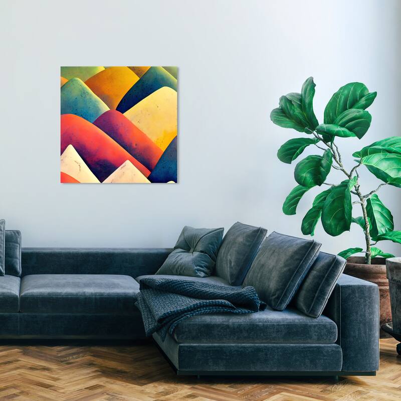 Wynwood Studio Canvas Nature and Landscape Colorful Hillside Orange and Modern & Contemporary Wall Art Canvas Print - 30 x 30