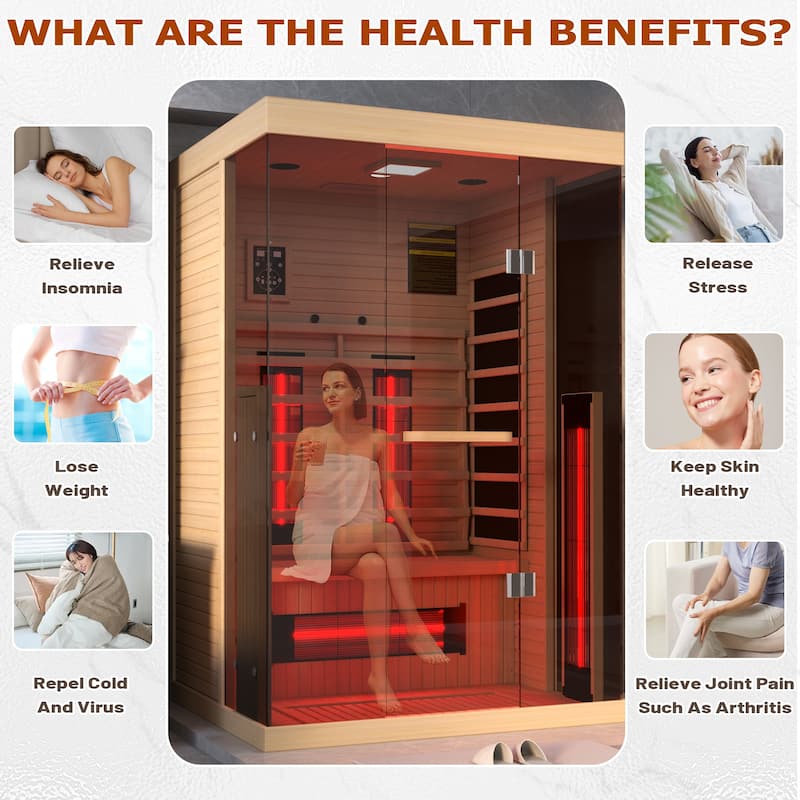 EROMMY up to 3 Person Infrared Sauna with 15-Minute Warm-Up Heater Tube and Carbon Plate