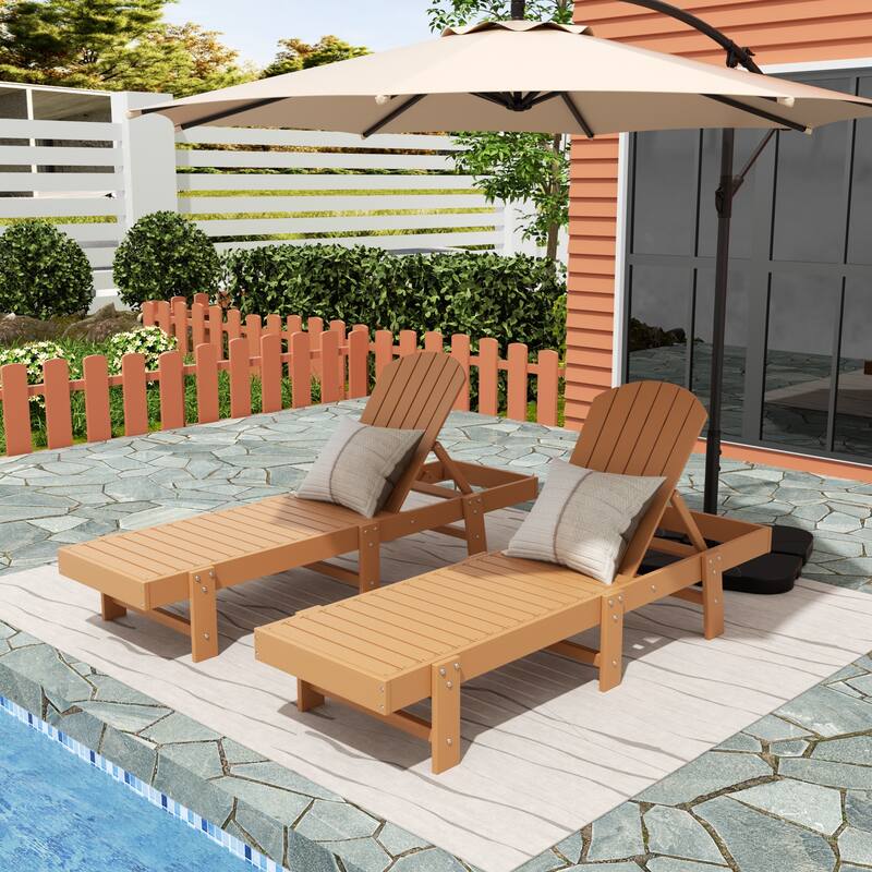 Altura Armless Poly Eco-Friendly All Weather Reclining Chaise Lounge (Set of 2) - Teak