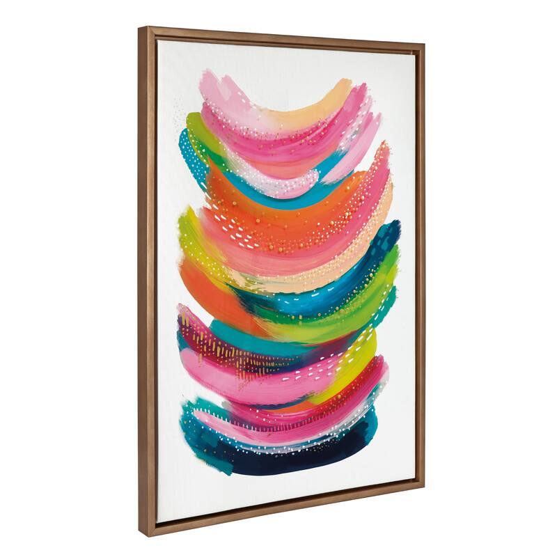 Kate and Laurel Sylvie Bright Abstract Framed Canvas By Jessi Raulet - 23x33 - Plastic - Gold