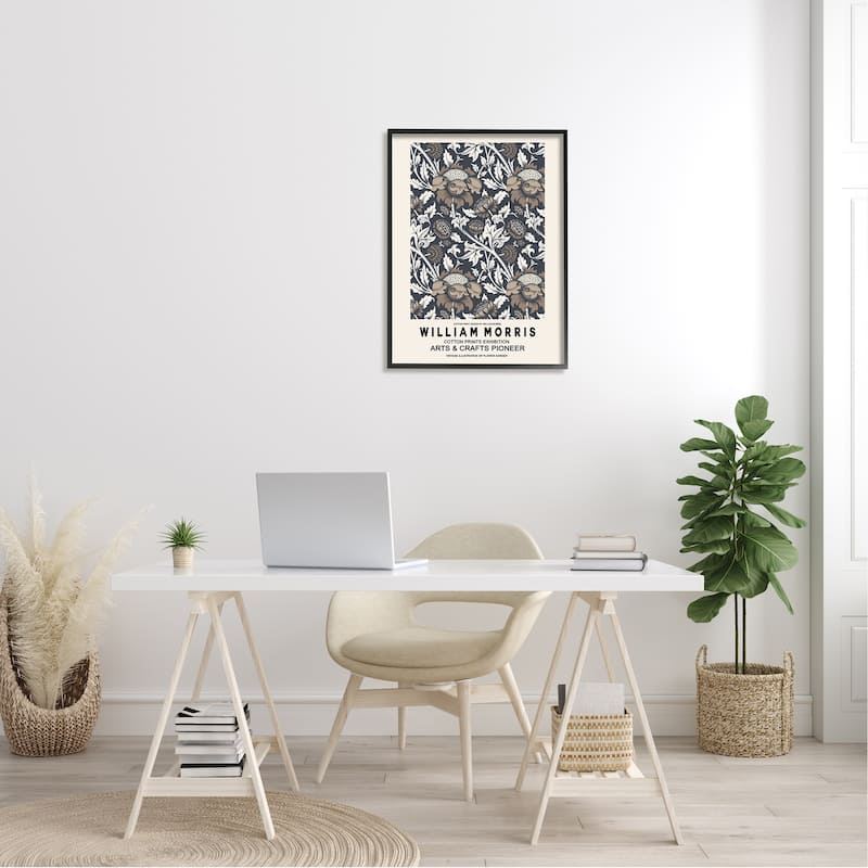 Stupell Neutral Tones Detailed Brown Botanicals Flowers Design Framed Wall Art - Grey