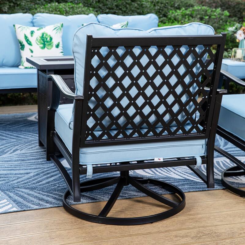 MAISON ARTS 5-Piece Patio Conversation Set with 28'' Gas Fire Pit Table