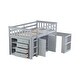 preview thumbnail 16 of 18, Grey Rubber Wood Loft Bed with Storage and Pulling-Out Desk,Twin Size