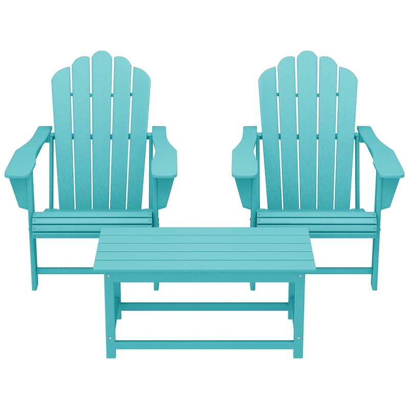 Aderson Outdoor Poly Adirondack Chair Set with Coffee Table - Turquoise