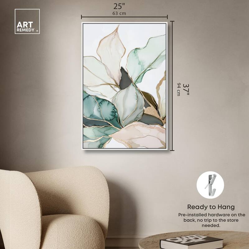 Pastel Leaves with Gold III Canvas by Art Remedy