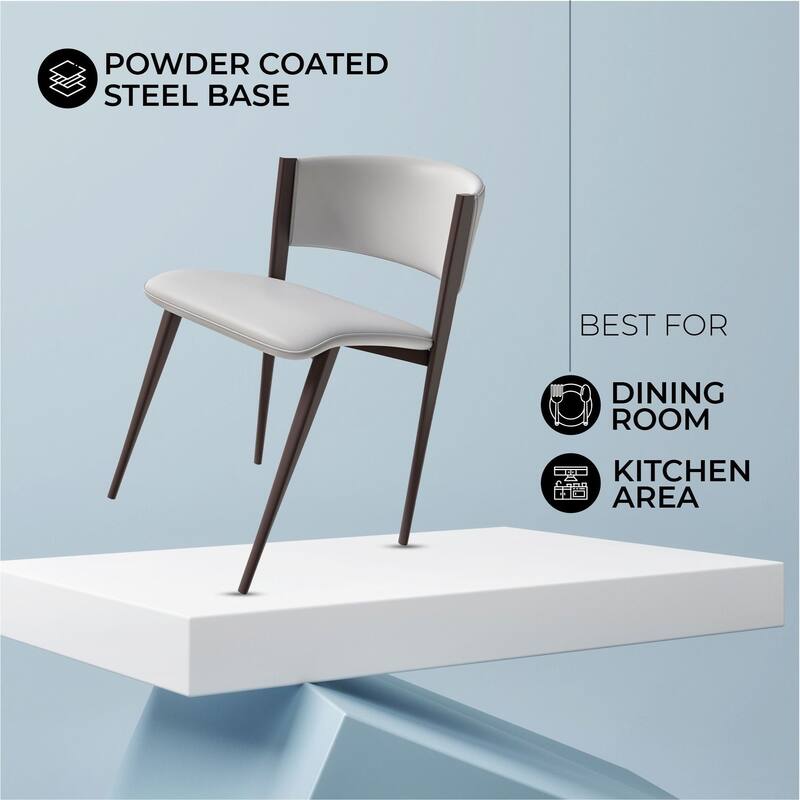 Leather Dining Chairs with Iron Legs and Open-Back Design Aspen Series Set of 2
