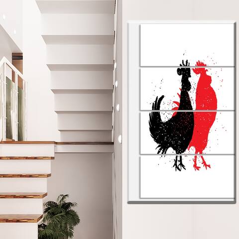 Designart "Chinese zodiac rooster." Animals Print on Wrapped Canvas set