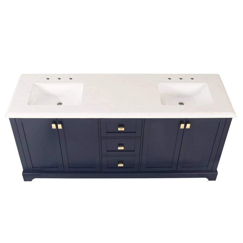 60/72 Inches Plywood Freestanding Bathroom Vanity Set with Drawer and Ceramic Sink