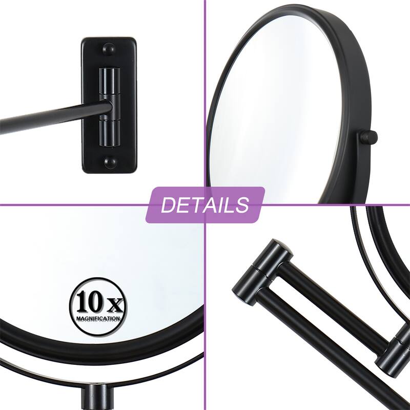 Makeup Mirror 10x Magnification Double-Sided Swivel Mirror Wall Mount