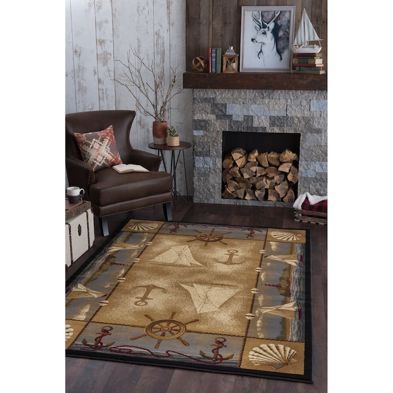 Natural Lodge Novelty Graphic Indoor Area Rug - 3'11'' x 5'3'' - Beige