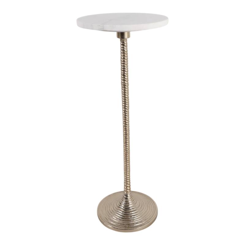 Metal and Stone Accent Table with Aluminum Base - Modern Stylish Side Table for Home Decor