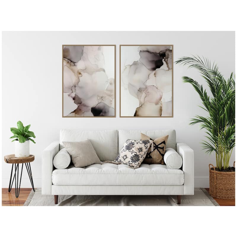 Kate and Laurel Smoke No. 1 & No. 2 2 Piece Framed Canvas Wall Art Set by Amy Lighthall