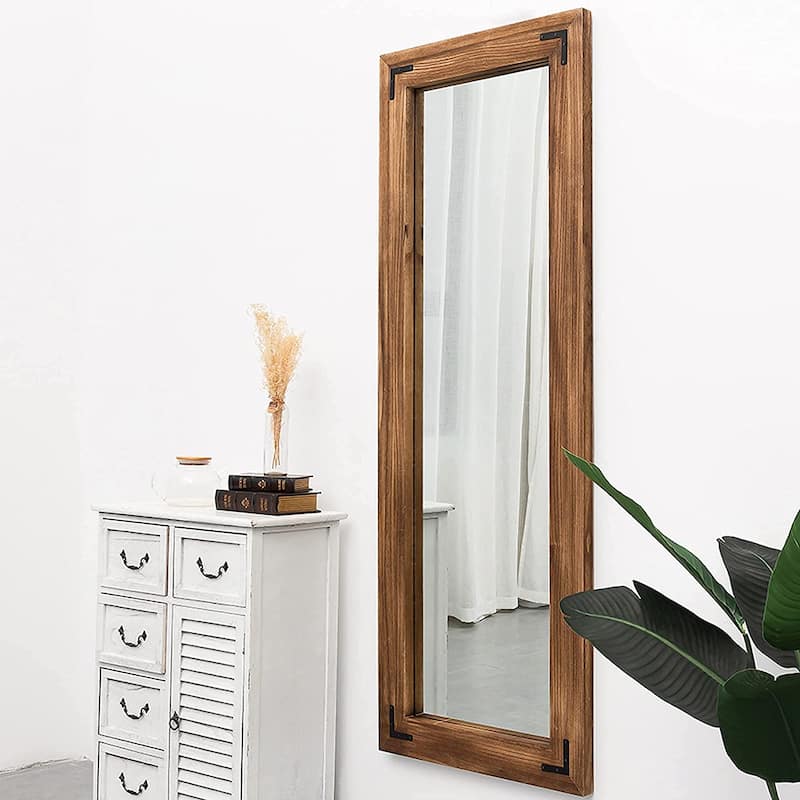Farmhouse Rustic Wooden Framed Full Length Floor Mirror - 65"x24"