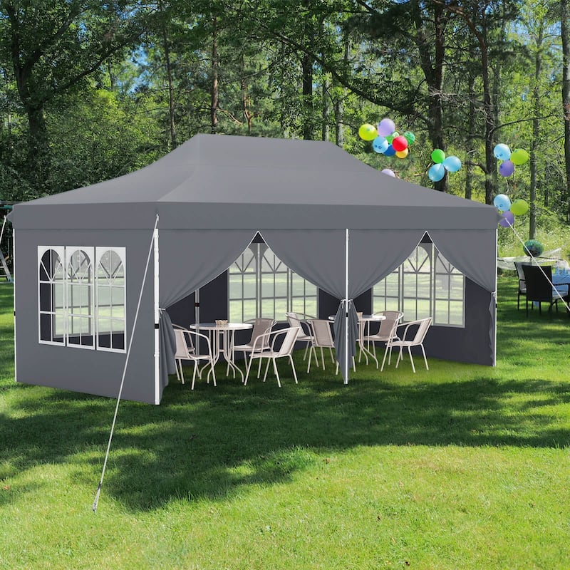 Costway 10 x 20 FT Pop up Canopy Outdoor Canopy Tent with 6 Sidewalls