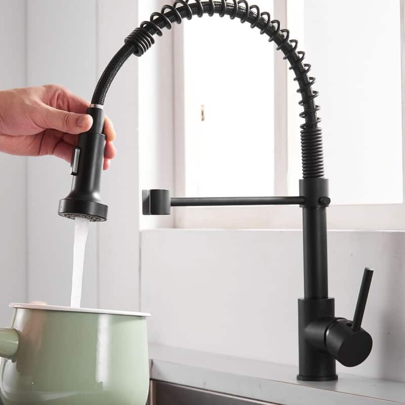 Pull Down Spray Swivel Kitchen Faucet w/ 1 Handle 2 Function-Black
