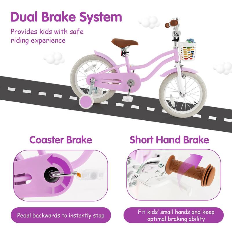 Gymax 16'' Kids Bicycle Children's Training Bicycle w/ Removable