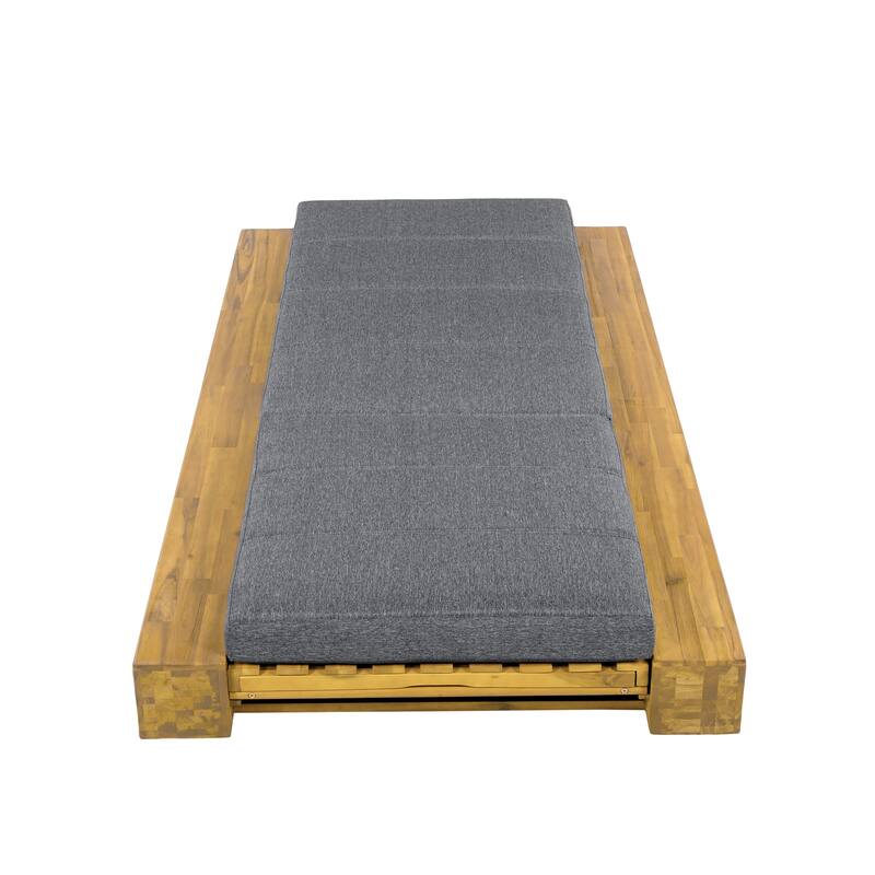 Christopher Knight Home - Amedea Outdoor Acacia Wood Chaise Lounge with Adjustable Backrest & Water-Resistant Cushion