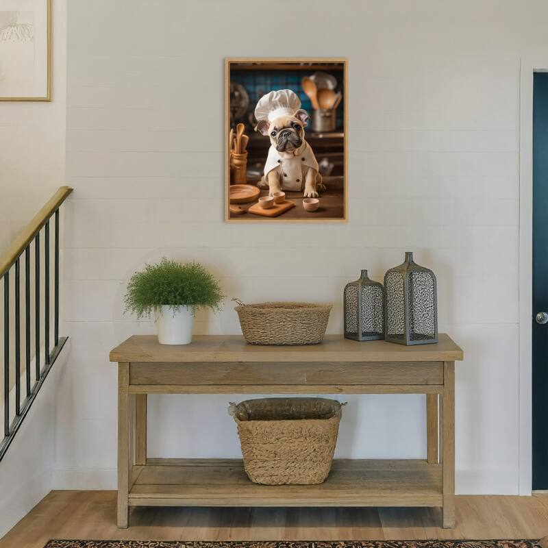 French Bulldog Puppy Chef by Andreas Magnusson Framed Canvas Wall Art