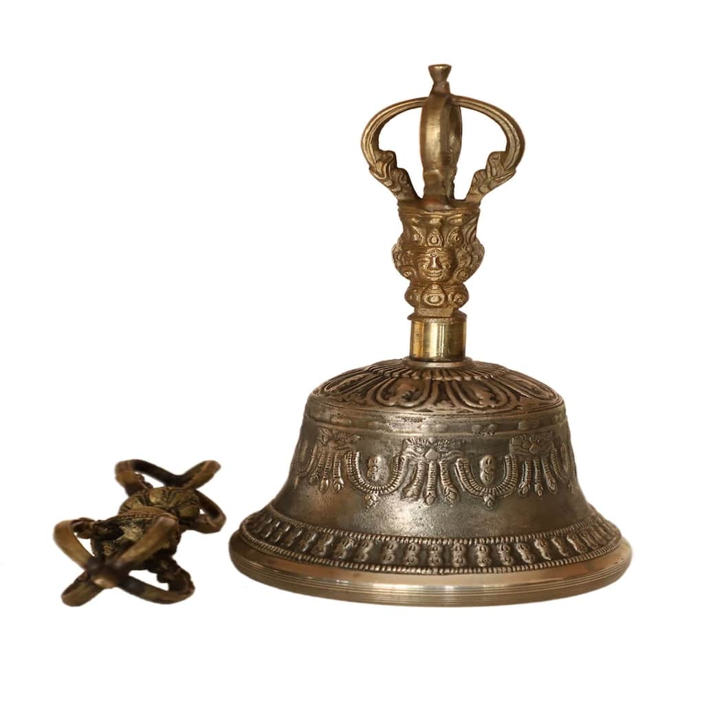 Cottage Handicraft ,Tibetan Bell & Dorje, Large with Free Elephant Gift