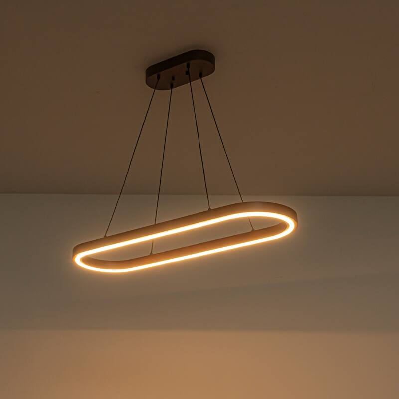 39.4" Modern Walnut Wood LED Pendant Light for Dining Room - 1 Light