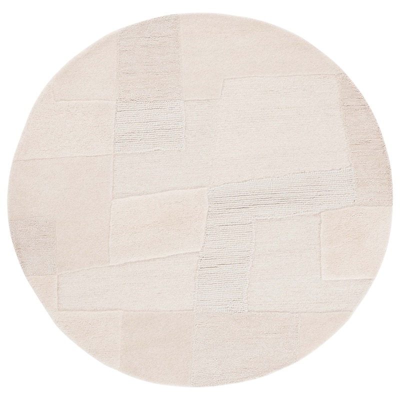 SAFAVIEH Handmade Manhattan Lizzie Modern Wool Rug - 6' Round - Ivory/Beige