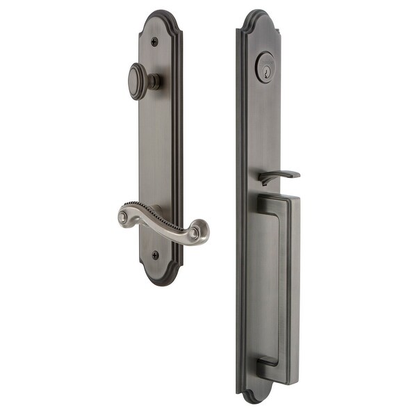 Grandeur ARCDGRNEW_ESET_238_LH Arc Solid Brass Rose Left Handed Keyed Entry Single Cylinder Full Plate "D" Grip Handleset with