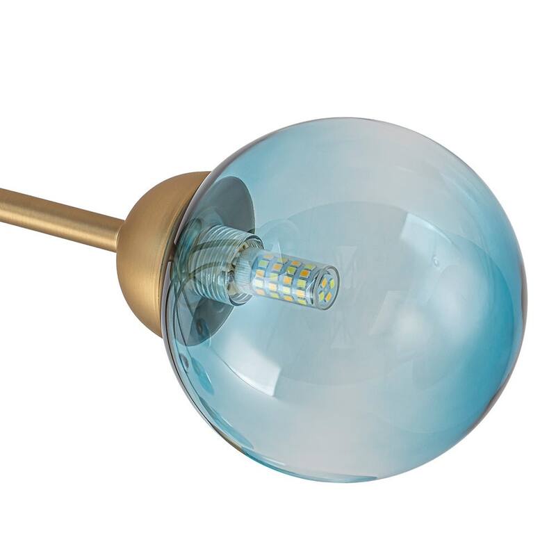 Mid-Century Blue Glass Globe Round Sputnik Ceiling Light 27in