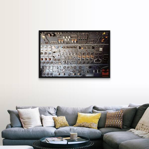Shop Airplane Cockpit Control Panel Black Float Frame Canvas Art