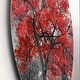 preview thumbnail 3 of 8, Designart 'Big Red Tree on Foggy Day' Oversized Floral Wall CLock
