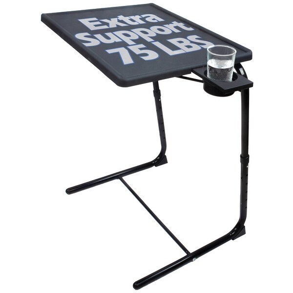 TV Tray Table Portable Foldable Adjustable Laptop Eating Drawing Snack Plastic Tray Table Stand w Adjustable Cup Holder On Sale Bed Bath Beyond 10473742