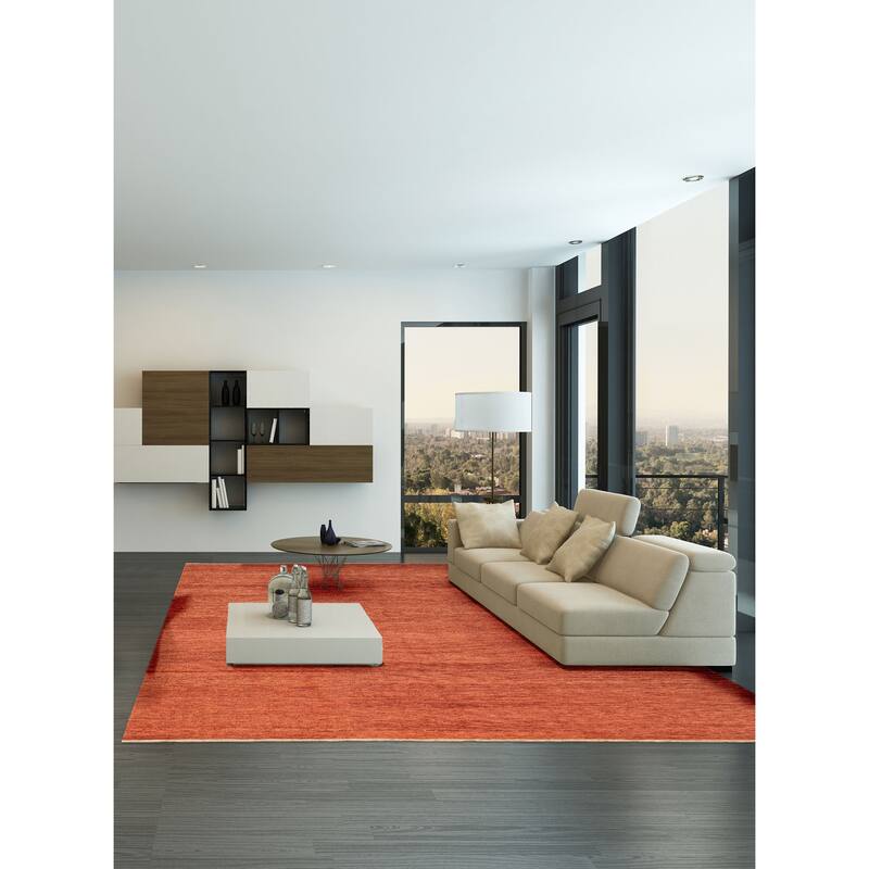 ECARPETGALLERY Hand-knotted Pak Finest Gabbeh Copper Wool Rug - 8'11 x 12'2