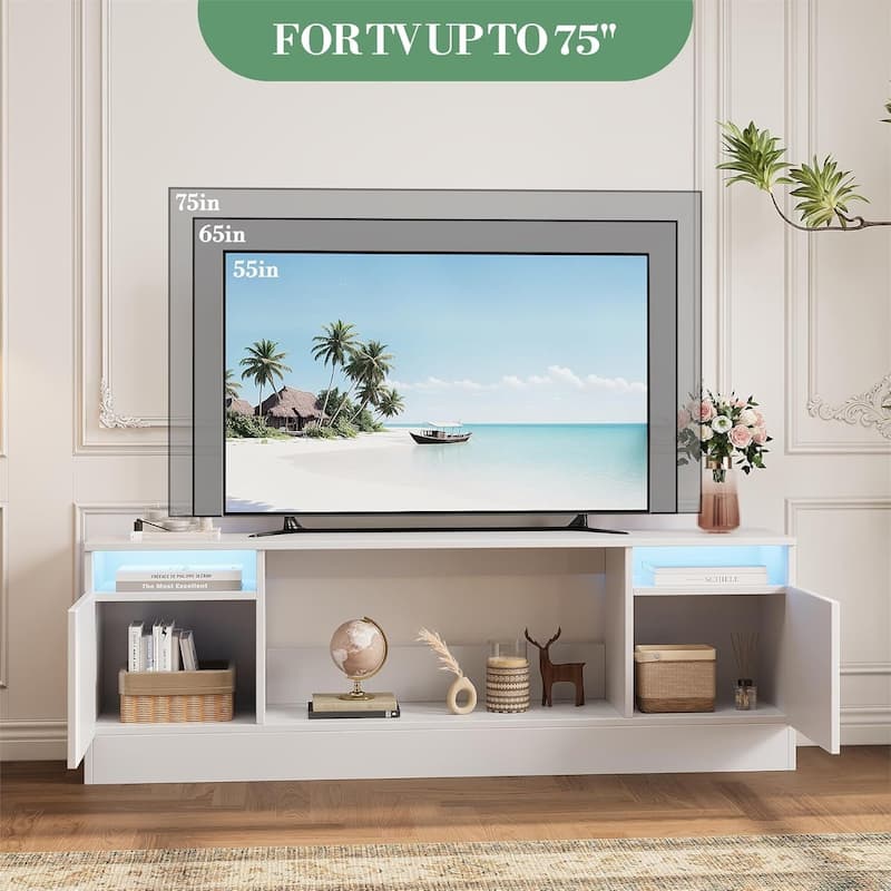 TV Stand with Storage Cabinet, Fits Into 36'' Electric Fireplace (Not Included Fireplace) - N/A