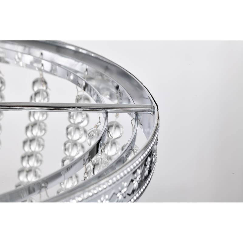 Chrome Finish 3-Light Glam Drum Chandelier with Crystal Beads