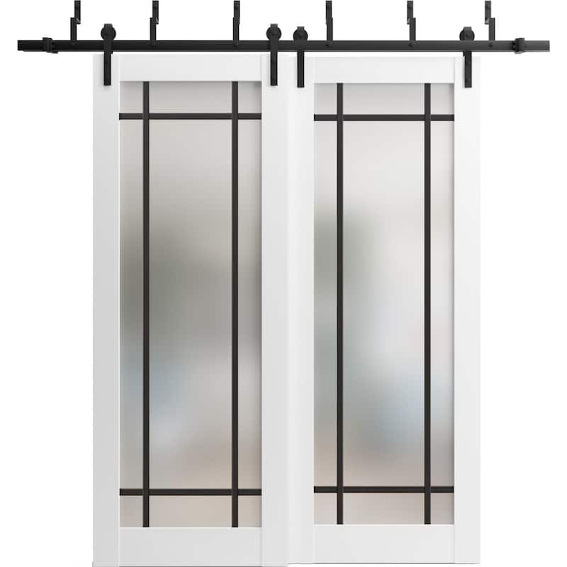 Barn Bypass Doors 36 x 80 Planum 2112 White Silk Sturdy 6.6ft - White - 48" x 96" ( 2* 24x96)