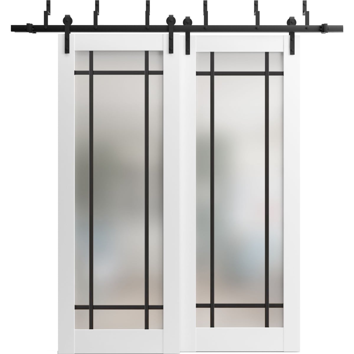 SartoDoors Planum 2112 | Closet Door Bypass Barn Door | Solid Wood | Hardware Set | 72x80, White Silk Bedroom Door Bathroom Door