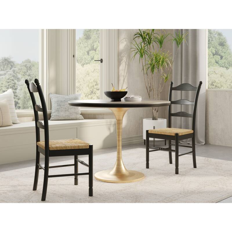 Wooden Round Dining Table - 40" - Gray and Gold