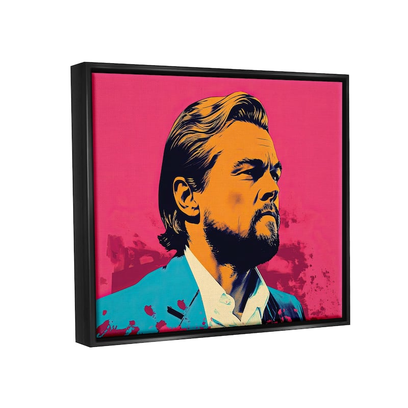 Stupell Pop Style Leonardo DiCaprio Framed Floater Canvas Wall Art Design by Birch&Ink