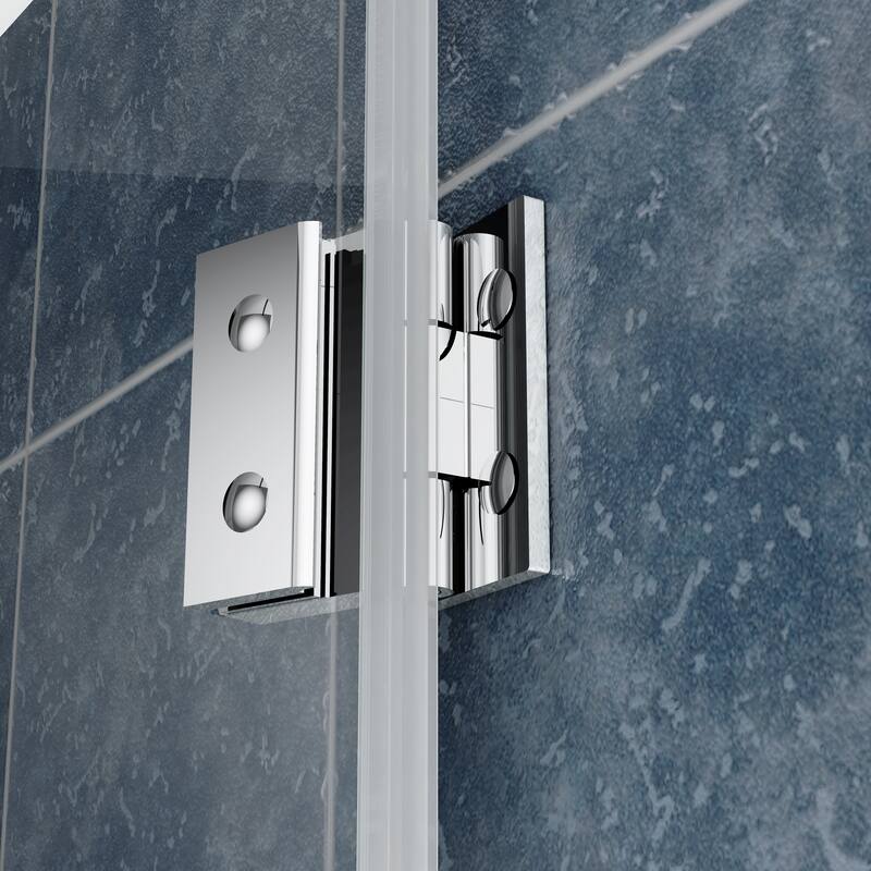 FELYL 34" W x 58" H Hinged Frameless Tub Door with Heat Soaking Process and Protective Coating Clear Glass