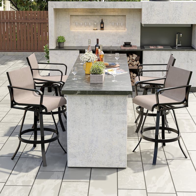Outdoor Patio Aluminum Barstools Bar Height Bar Stools Swivel Bar Chairs Set of 2/4