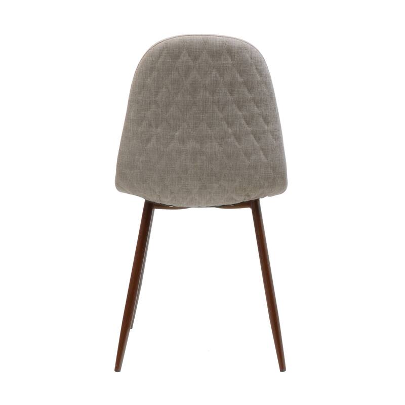 Modern Set of 2 Dining Chairs with Fabric Upholstered Backrest Seat, Wood Finish, Metal Legs for Dining Room Living Room