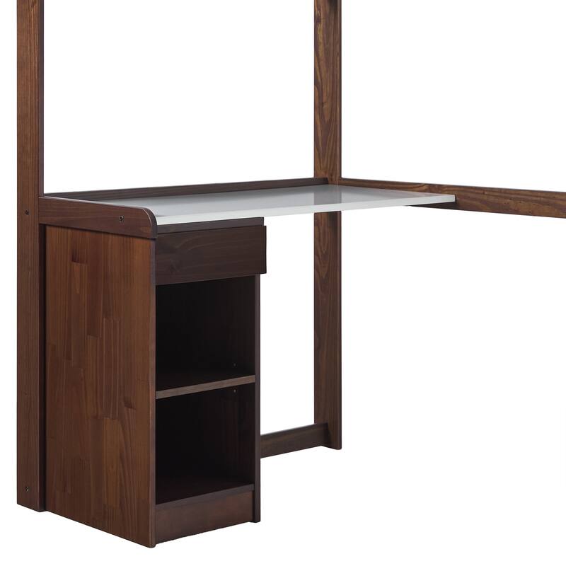 Walker Edison Twin Loft Bed with Desk