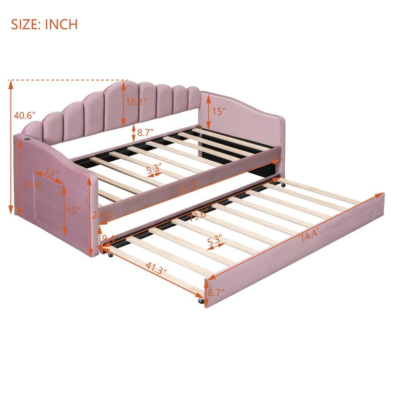 Twin size Upholstered Daybed with Trundle