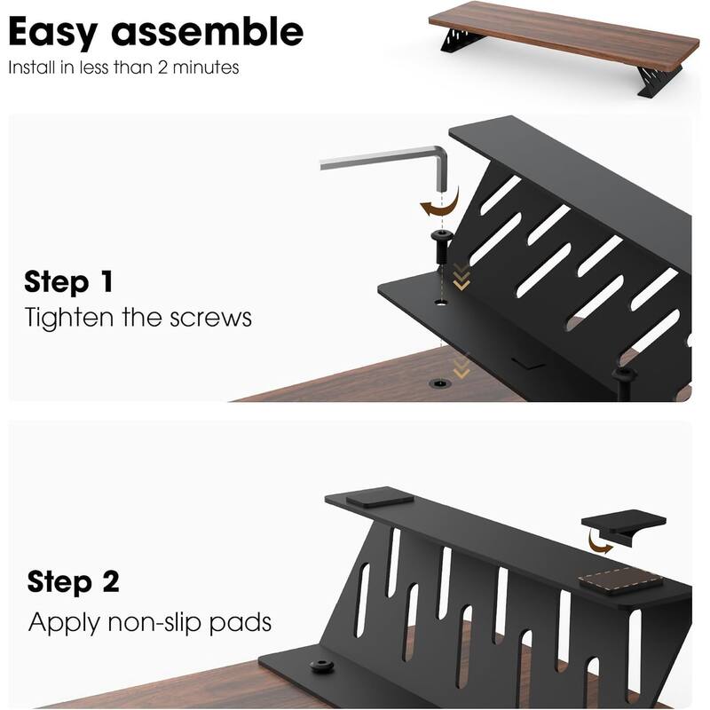 Fenge Dual Monitor Stand Riser, 31.5 inch Long Monitor Stand for Desk - 31.5 x 9.2 x 3.9 inches