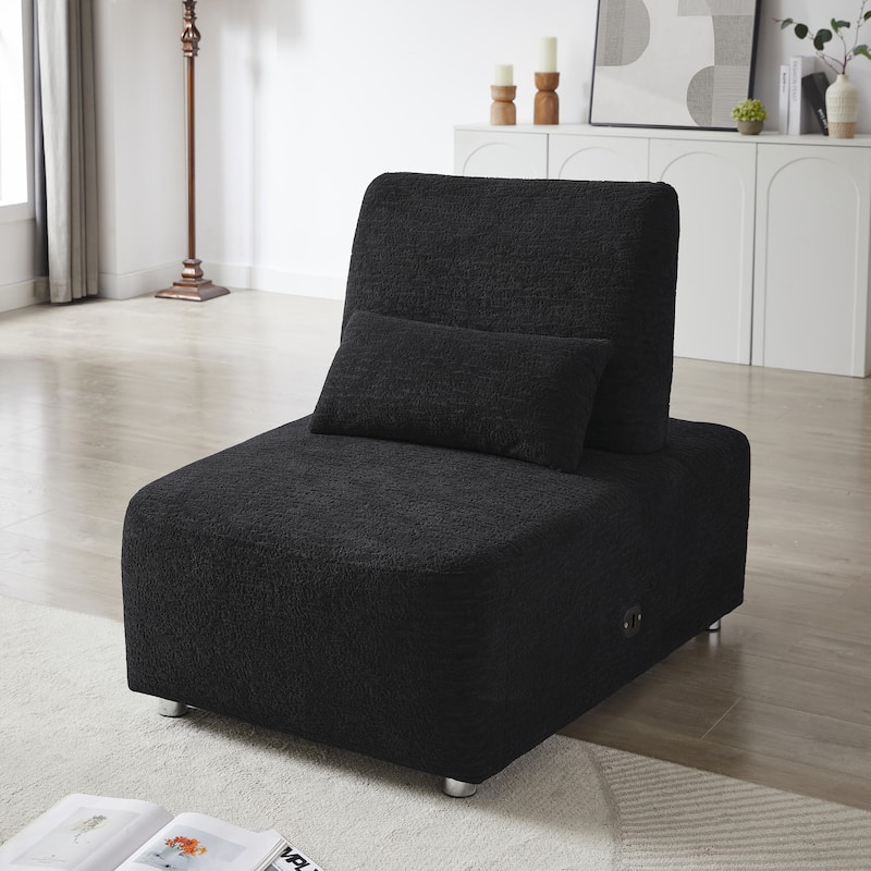 Uphlostery Armless Accent Chair Lounge Chair Black for Living Bedroom - Black