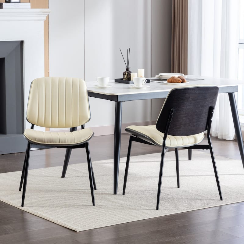 GDFStudio Mid Century Modern Armless Upholstered Dining Chairs with Metal Legs