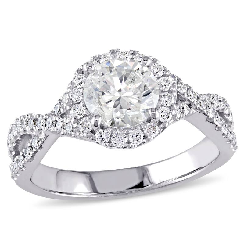 Miadora Signature Collection 14k White Gold 1 3/8ct TDW Diamond Crossover Infinity Engagement Ring