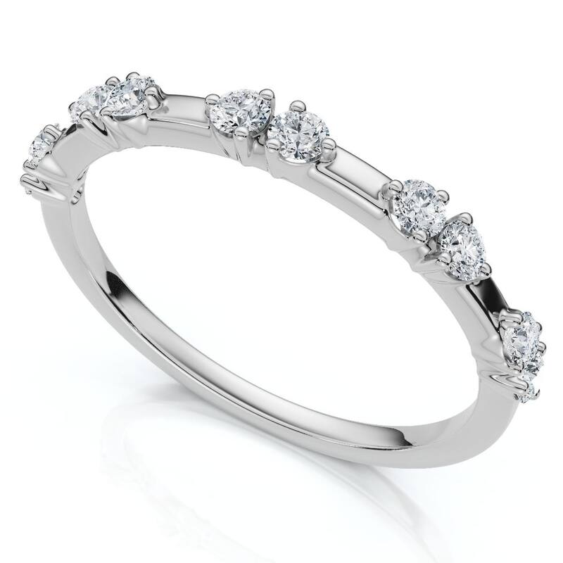 Bliss Diamond 1/5Ct Unique Alternating Diamond Wedding Band White Gold Lab Grown