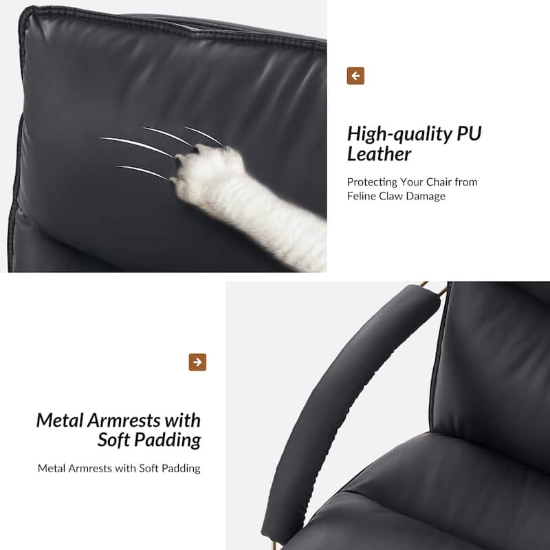 Leona Modern Faux Leather Adjustable Height Tilting Office Chair with Swivel Base by HULALA HOME