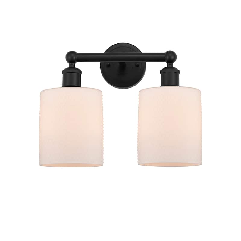 Innovations Lighting 616-2W-12-14 Cobbleskill Vanity Cobbleskill 2 - Matte Black / Matte White